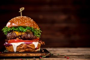 A burger being served at a family restaurant near Wooster, Ohio. 